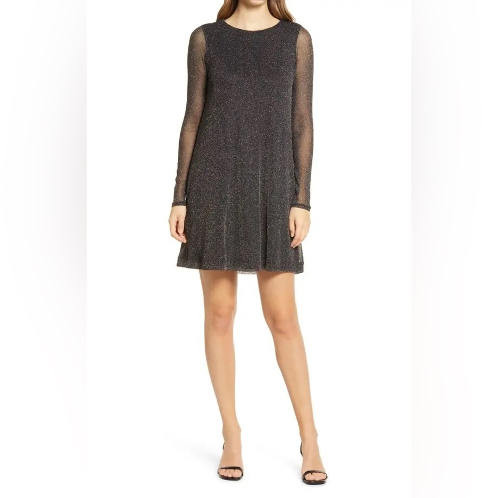 Lilly Pulitzer Ophelia Glitter Onyx Long Sleeve Swing Dress